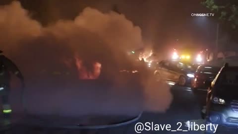 Aftermath and fire after Cessna plane crash in SanDiego neighborhood