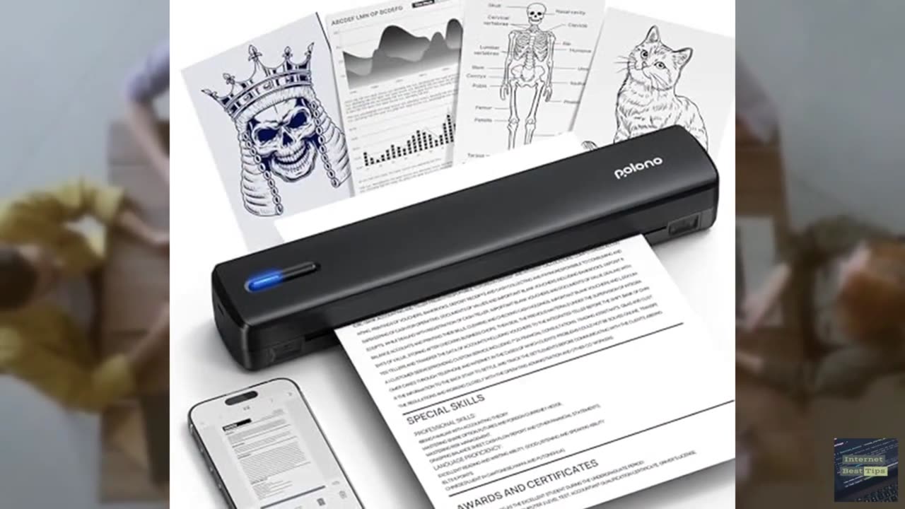 POLONO Portable Printer, D810 Inkless Bluetooth Thermal Printer Wireless for Tra