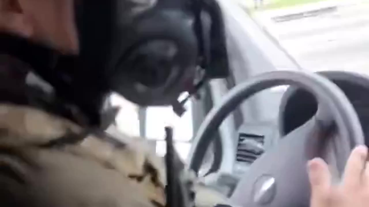 ICE agents being pelted with rocks while driving through protesters at Paramount