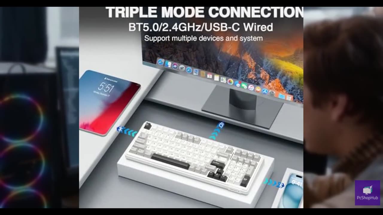 AULA F99 Wireless Mechanical Keyboard,Tri-Mode BT5.0/2.4GHz/USB-C Hot Swappable