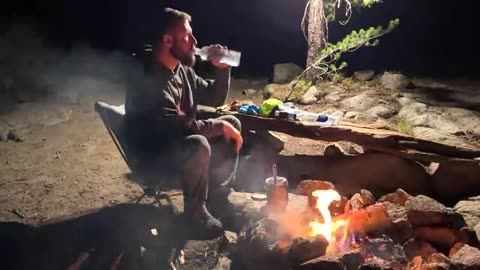 Solo Tent Camping By A Mountain Lake