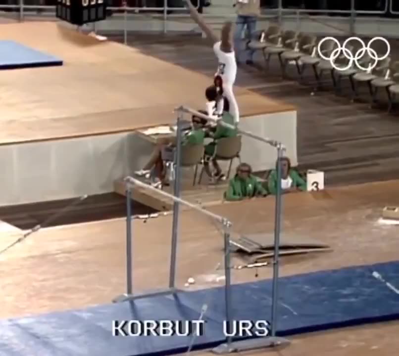 The banned “Dead Loop” of Olga Korbut in the 1972 Olympics. It was the ...