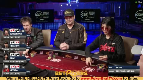 Phil Hellmuth, Jungleman, Xuan Liu, 3COIN ♦ Day 3♦ Livestream High Stakes Poker Cash Game