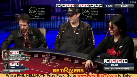 Phil Hellmuth, Jungleman, Xuan Liu, 3COIN ♦ Day 3♦ Livestream High Stakes Poker Cash Game