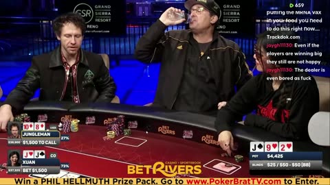 Phil Hellmuth, Jungleman, Xuan Liu, 3COIN ♦ Day 3♦ Livestream High Stakes Poker Cash Game
