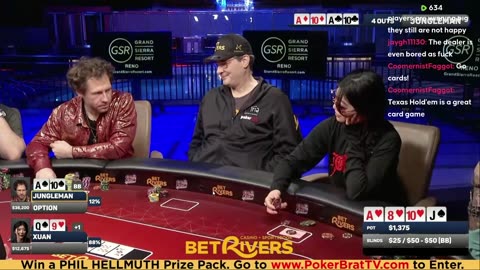 Phil Hellmuth, Jungleman, Xuan Liu, 3COIN ♦ Day 3♦ Livestream High Stakes Poker Cash Game