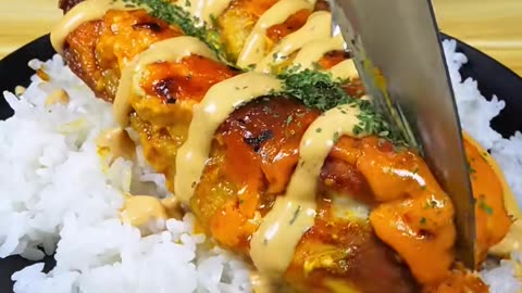 Healthy food with a high protein sources, chicken breast recipe with rice. Do delicious.