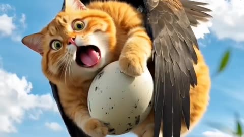 This cat became an agent stealing eagle eggs.
