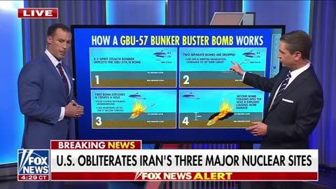 Examining in detail the six bunker bombs weighing thirty thousand pounds that were dropped on Iran