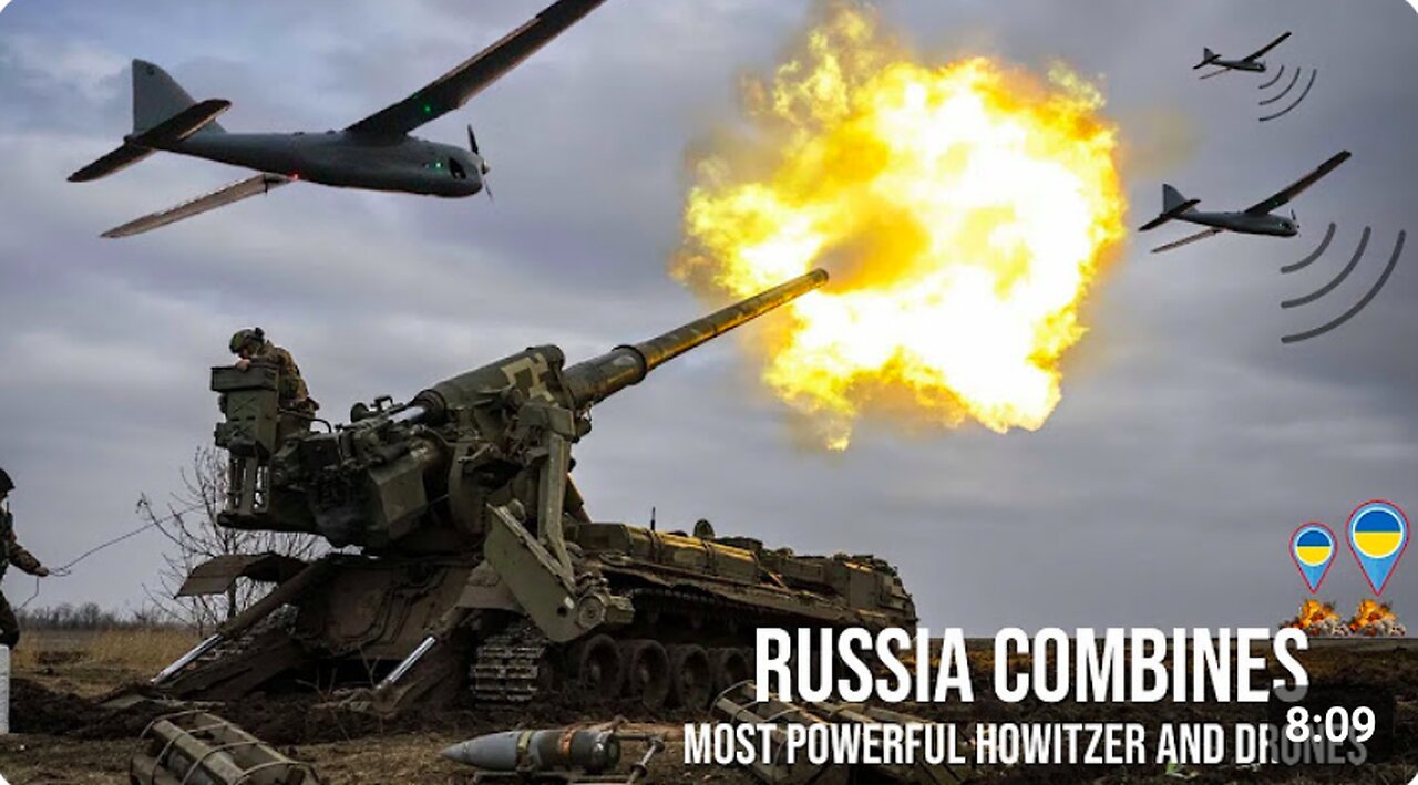 Ingenious idea! Russia combines 2S7M with drones in its combat debut in Ukraine