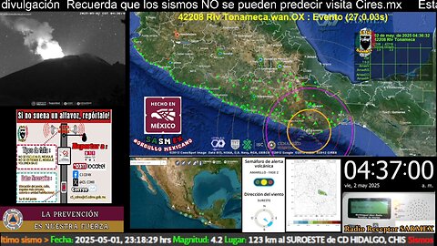 SISMO Magnitud 4.1 Loc. 23 km al OESTE de S PEDRO POCHUTLA, OAX 02/05/25 04:36:23 #noameritoalerta