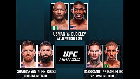 Kamaru Usman - Joaquin Buckley / Edmen Shahbazyan - Andre Petroski / Raoni Barcelos - Cody Garbrandt
