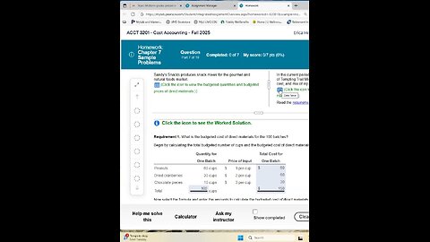 ACCT 3201 Cost Accounting Fall 2025 | Homework Chapter 7 Problem