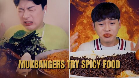 When Mukbangers Try SPICIEST Fire Noodles | Noodle Plate | Funny Mukbangers Trying Spicy Food