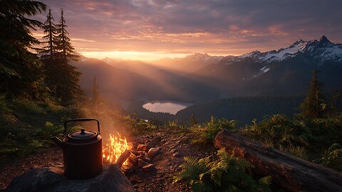 ☀️ Coffee at Dawn ☕ | Campfire Ambience, Forest Birds & Gentle Breeze | 3-Hour ASMR
