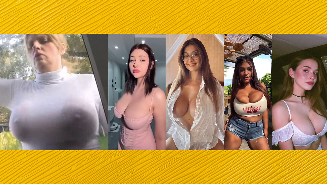 Huge Boobs / No Bra / Hard Nipples 58 - Big bank tiktok challenge ❤️‍ClipchampGirls 2025
