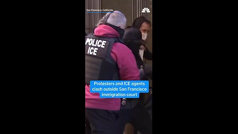 Closeup view of anti-ICE rioters in San Francisco attacking ICE and their SUV