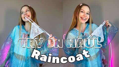 [4K] Raincoat Try-On | Trying It on with a Cute Skirt and Top