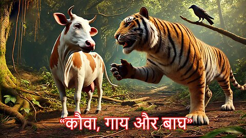गाय, कौआ और बाघ | साहस और मित्रता की कहानी | नैतिक कथा
