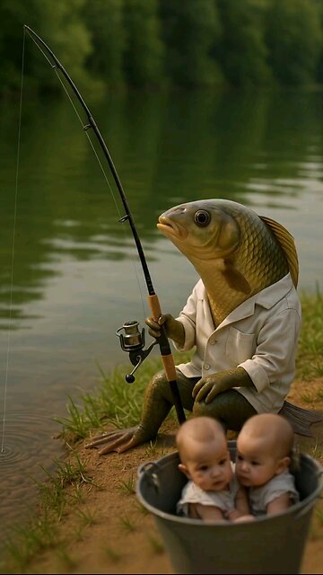 Fish and two children