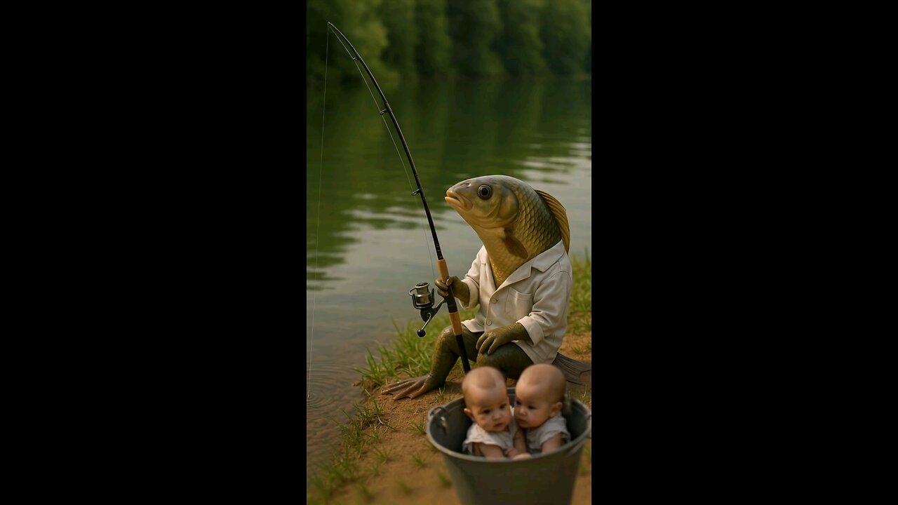 Fish and two children