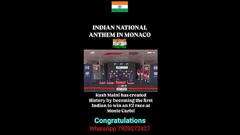 Kush Maini won the Monaco Formula 2 Sprint race #india #nationalanthem #f2 #motorsports #KushMaini