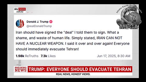 Donald Trump warns everyone in Tehran to evacuate