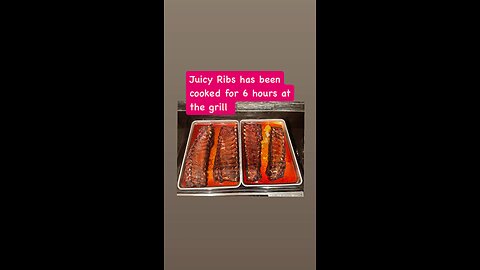 Juicy Ribs on grill for 6 hours slow cooking