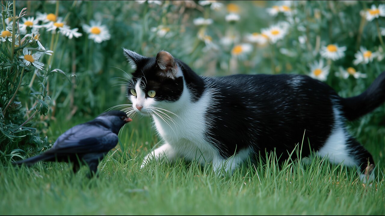 Misu Cat and blackbirds