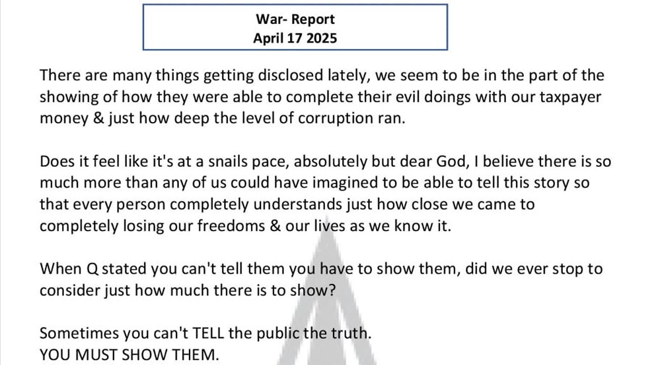 WAR REPORT - APRIL 17 2025 - SOMETIMES YOU CAN'T TELL THE PEOPLE THE TRUTH