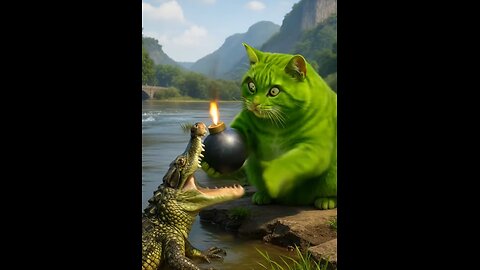 Today was a full meal | Green Cat [AI]