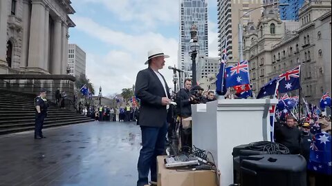 Thomas Sewell addresses tens of thousands of Australian patriots outside of