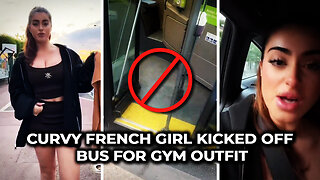 Curvy French girl kicked off bus for gym outfit