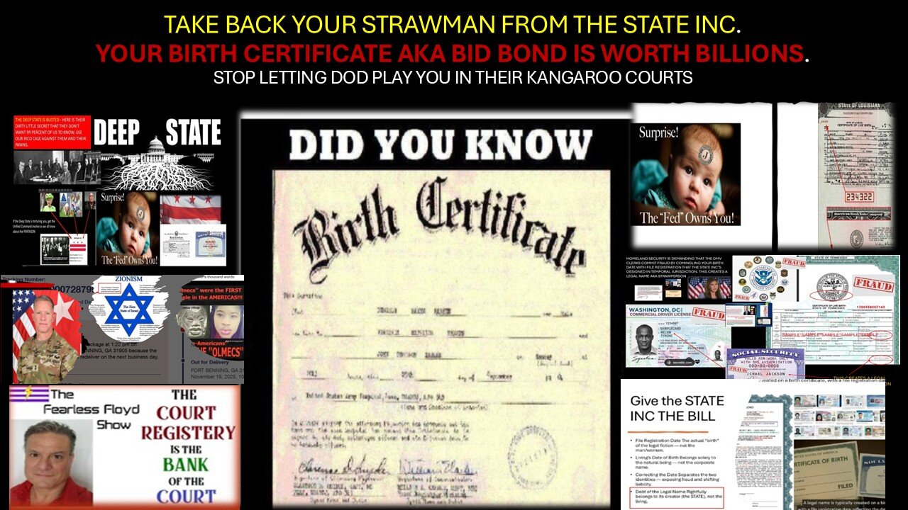 TAKE BACK YOUR STRAWMAN FROM THE UNITED STATES INC CORP. YOUR BIRTH CERTIFICATE IS WORTH BILLIONS