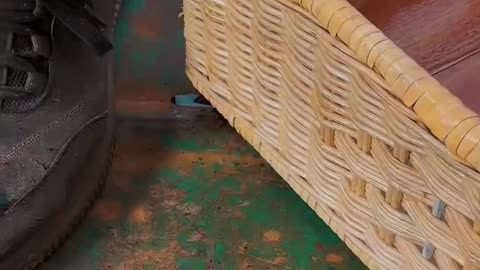 Wooden Fixtures On Rattan Basket