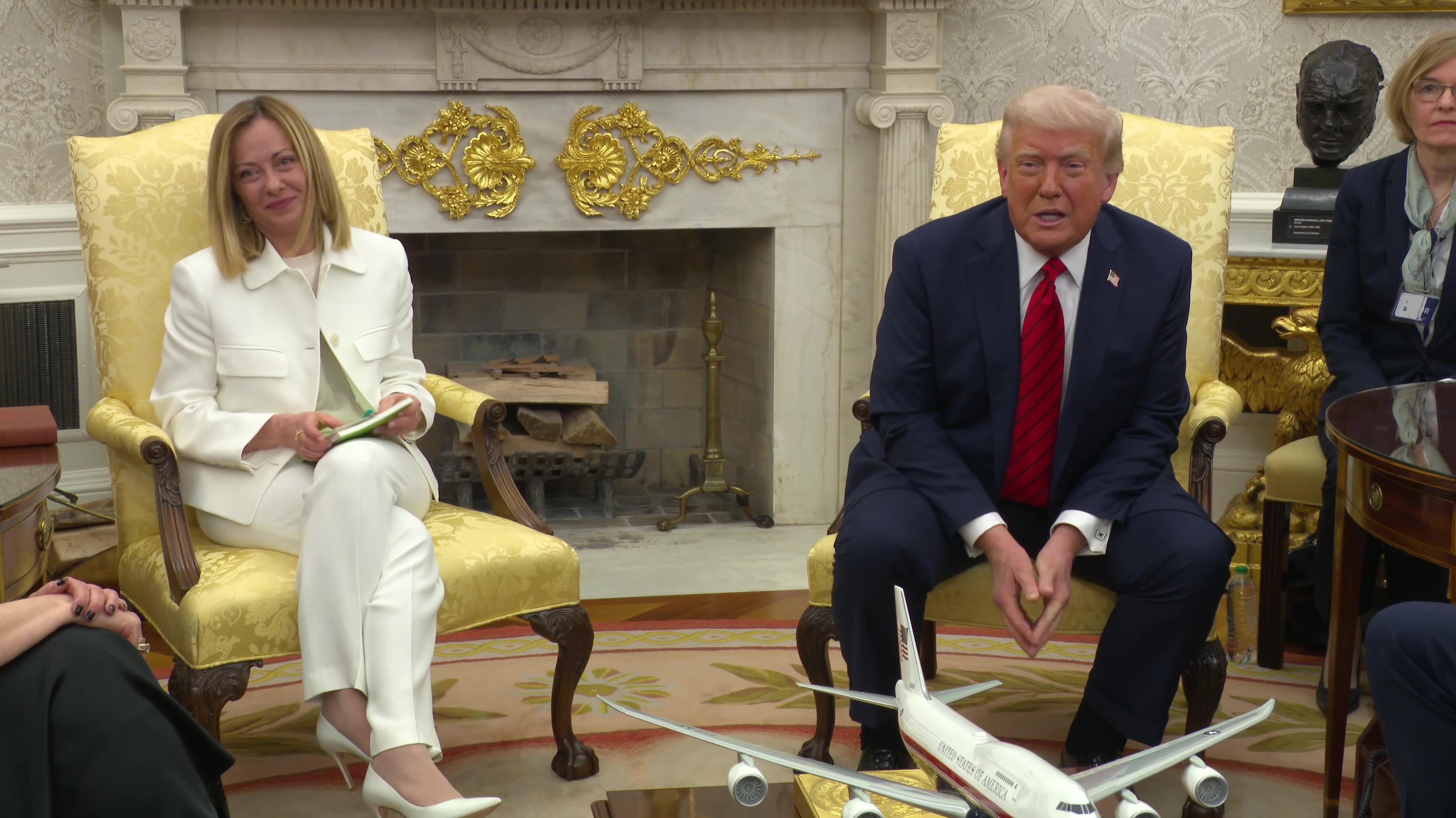Italian Prime Minister Giorgia Meloni meets U.S. President Donald Trump in the White House, the first European leader to have a face-to-face with Trump since he announced, and then suspended, 20% tari