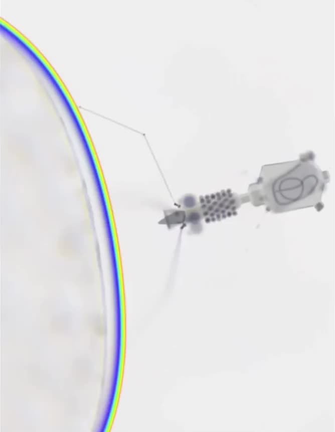 An animation depicting how a bacteriophage attacks a cell