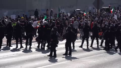 Protesters Against ICE Take Over L.A. Freeway, Clash With Law Enforcement