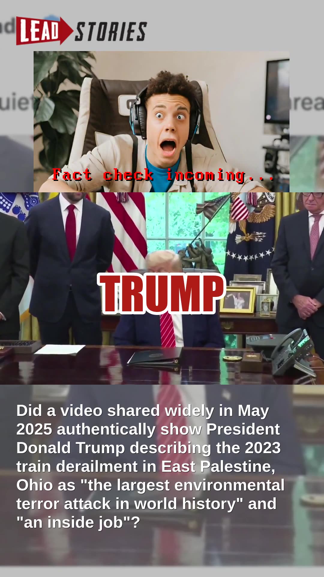 Fact Check: FAKE Video Shows Trump Calling East Palestine Train Derailment Terror Attack