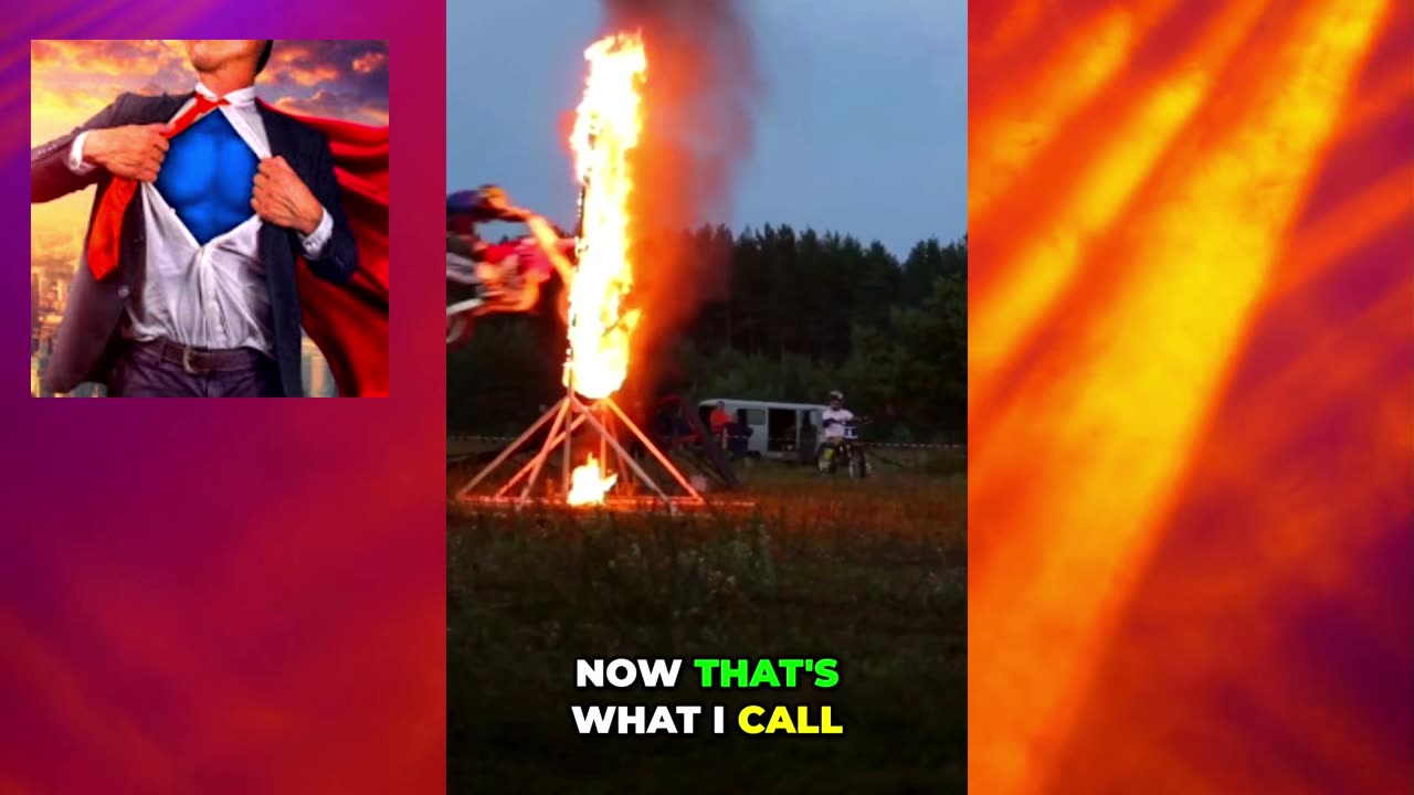 Redneck Motocross Madness: Leaping Through Flames on the Farm! 🚜🔥 #Shorts