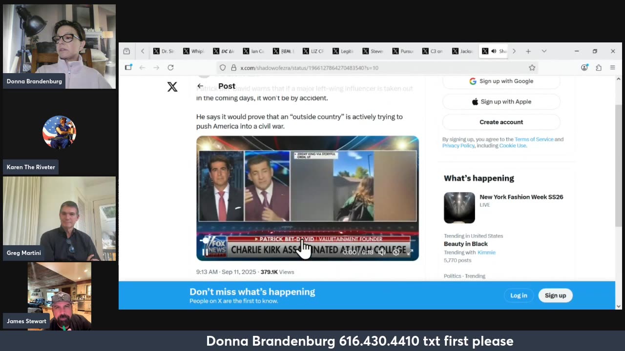 BNN (Brandenburg News Network) 9/11/2025 9-11 Attack on America Charlie Kirk - James Stewart