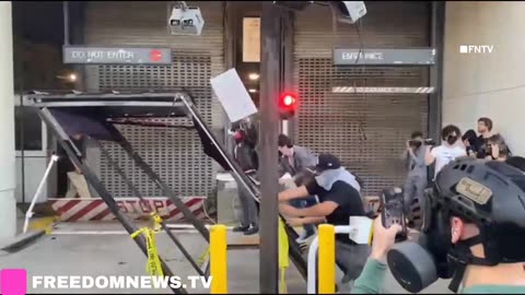 Tear gas and pepper balls were deployed in downtown Los Angeles, California as part of nationwide