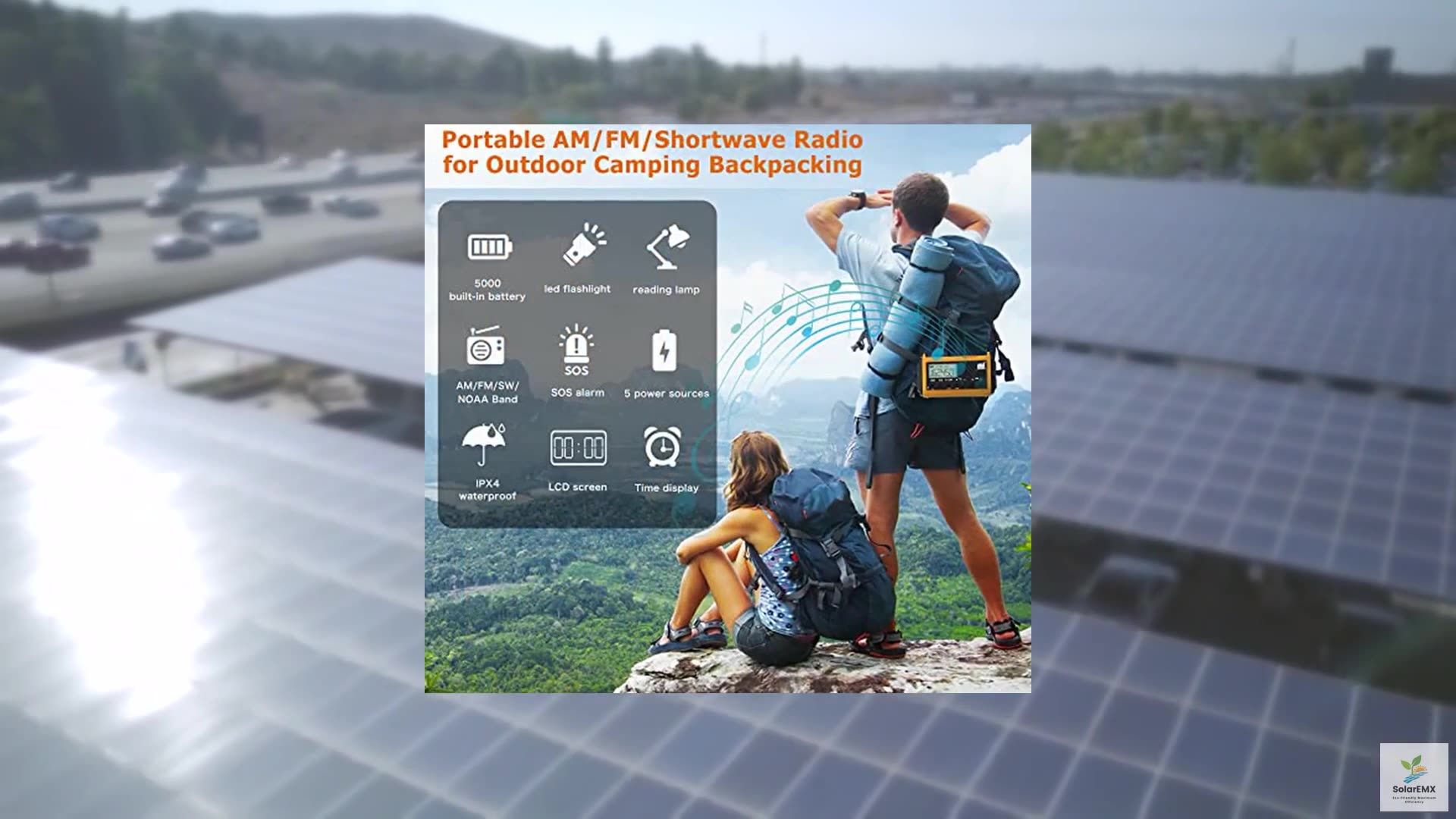 Auto NOAA Emergency Weather Radio, Solar Hand Crank Radio,Portable Battery Opera