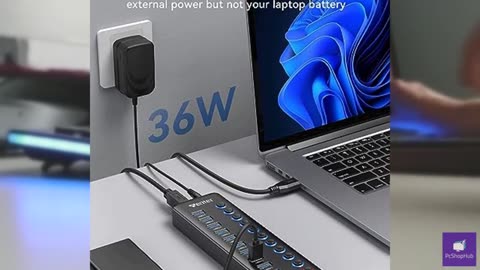 Powered USB Hub, Wenter 11-Port USB Splitter Hub (10 Faster Data Transfer Ports+