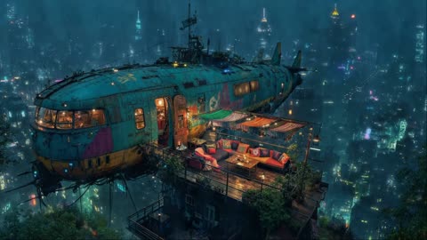 Lofi Zen 🌌 Skyline Serenity with Electric Rain | Chill Beats for Study, Sleep & Relaxation