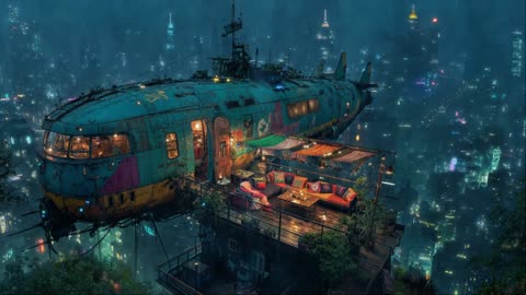 Lofi Zen 🌌 Skyline Serenity with Electric Rain | Chill Beats for Study, Sleep & Relaxation