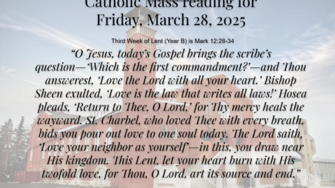 Mass Reading Reflection for Friday, March 28, 2025