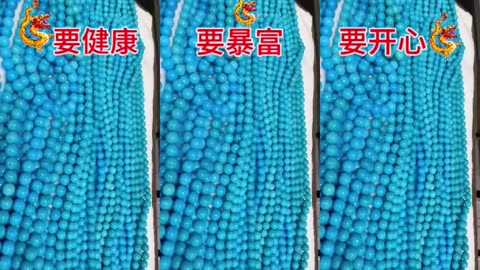 250530-2 Sleeping Beauty Turquoise Bead Strand: Glacier-Blue Amber on the Wrist
