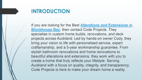 Best Alterations and Extensions in Blockhouse Bay