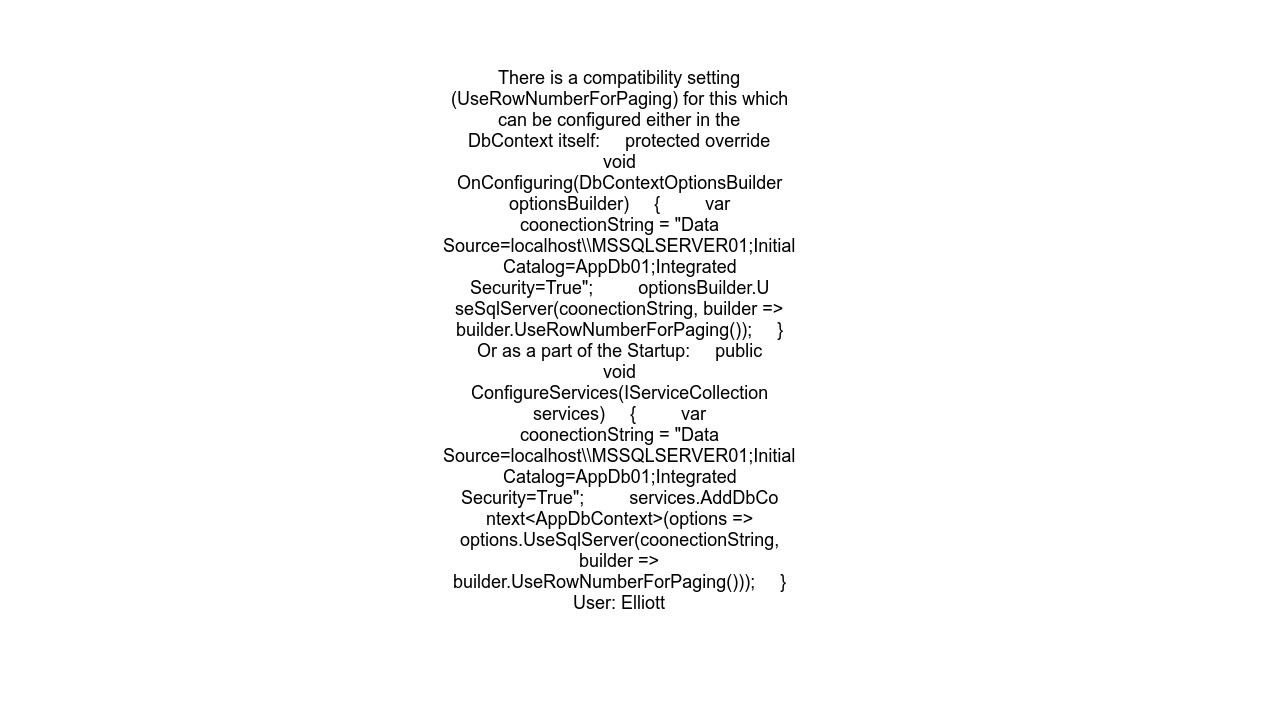 Incorrect syntax near &#39;OFFSET&#39;. Invalid usage of the option NEXT in the FETCH statement &qu